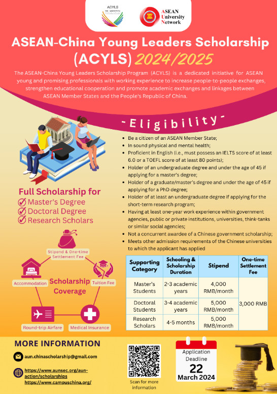 ASEAN-China Young Leaders Scholarship (ACYLS) 2024/2025